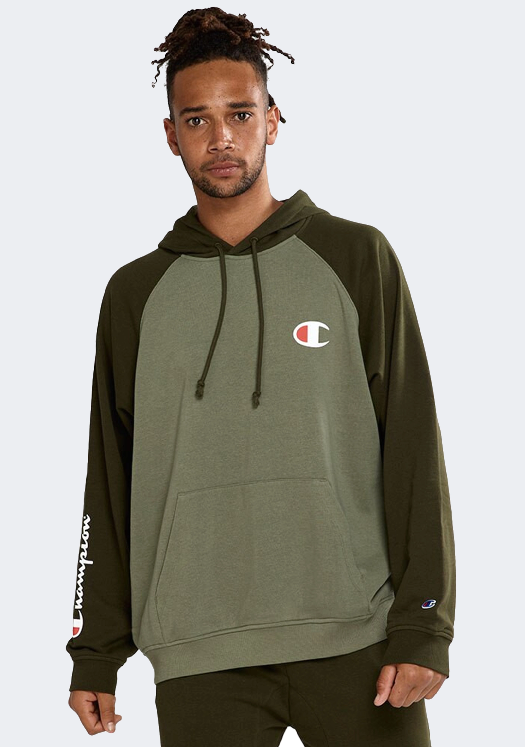 Champion Mens Lightweight Terry Colour Block Hoodie