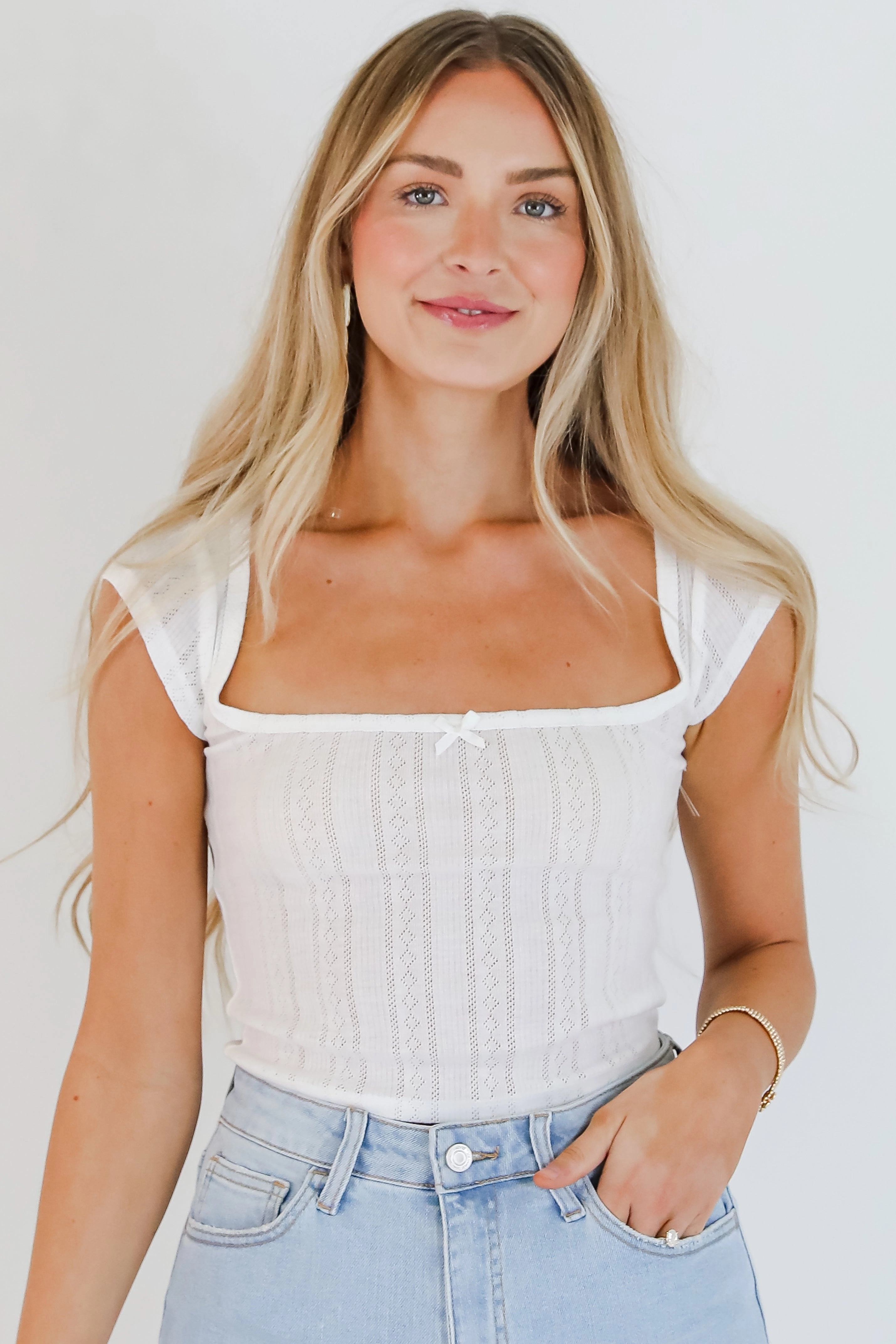 Conveniently Cute Pointelle Tee