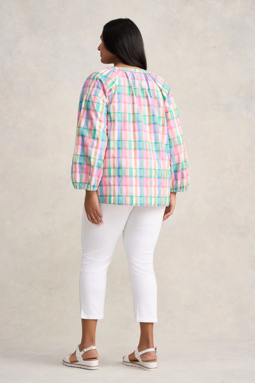 Cotton Check Top - Multi Check Jacquard