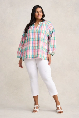 Cotton Check Top - Multi Check Jacquard