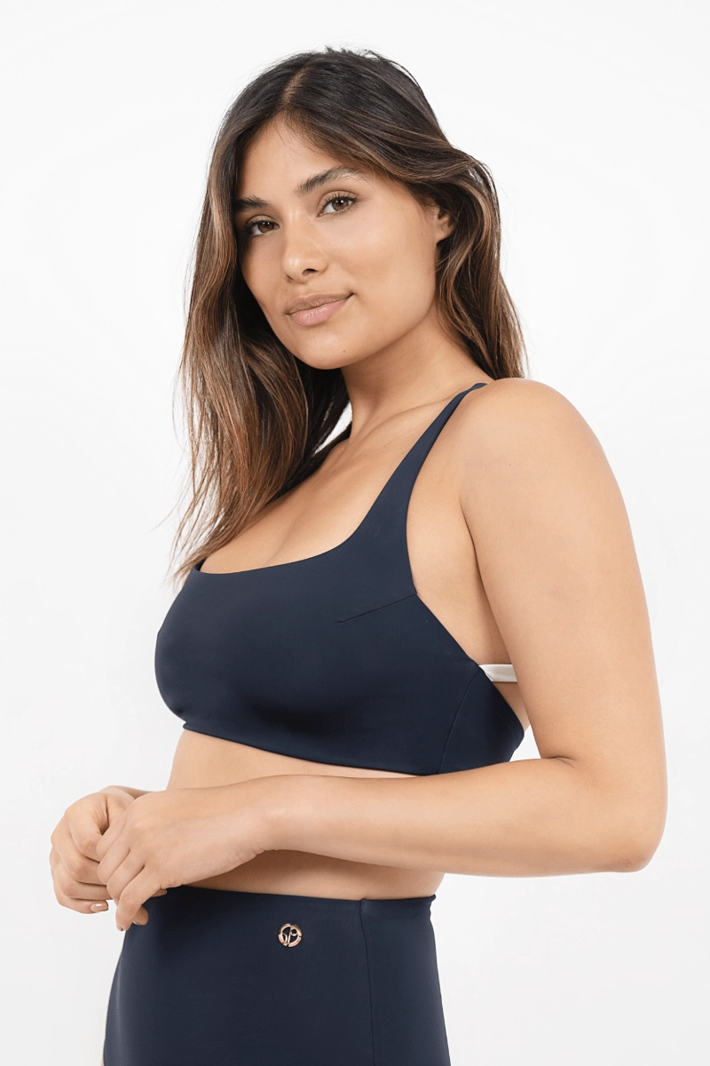 Crete Econyl® Cross Back Bikini Top | Pebble