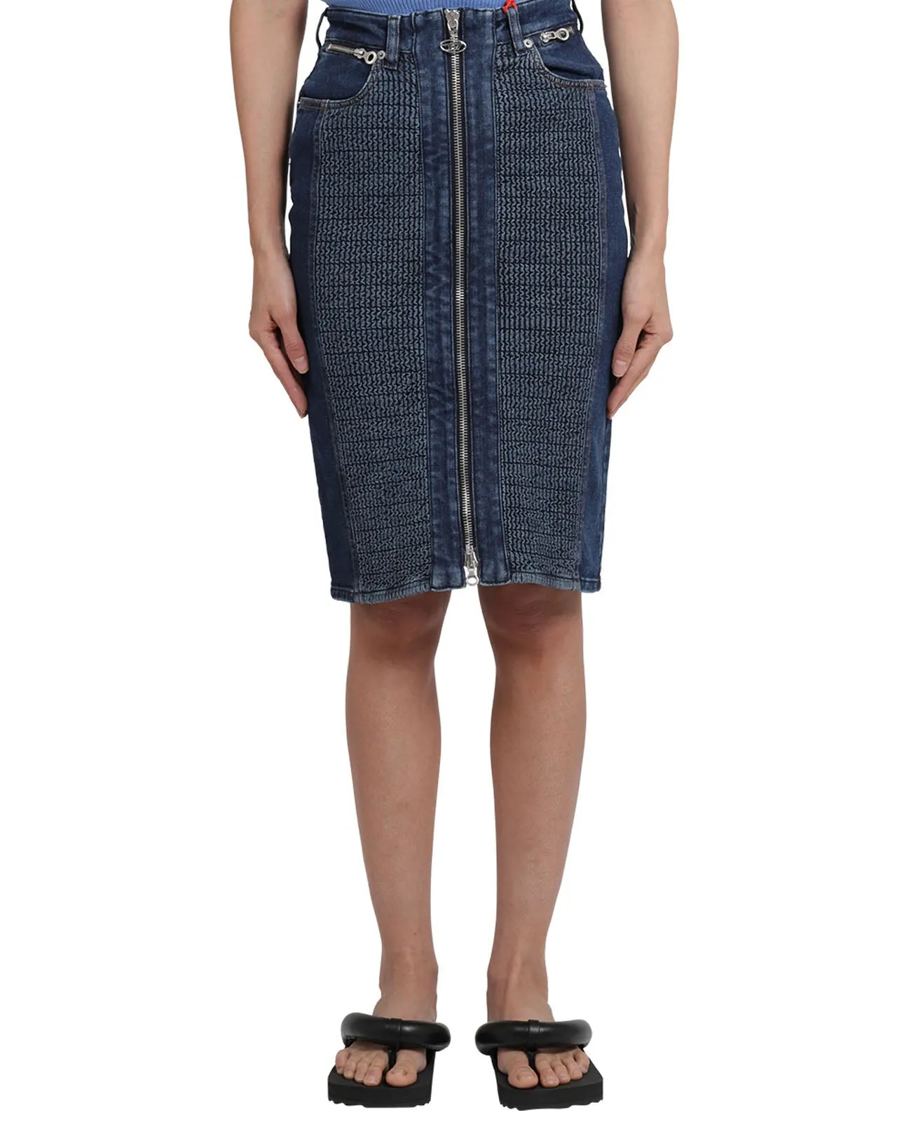 Diesel De-Ronny Smocked Denim Pencil Skirt