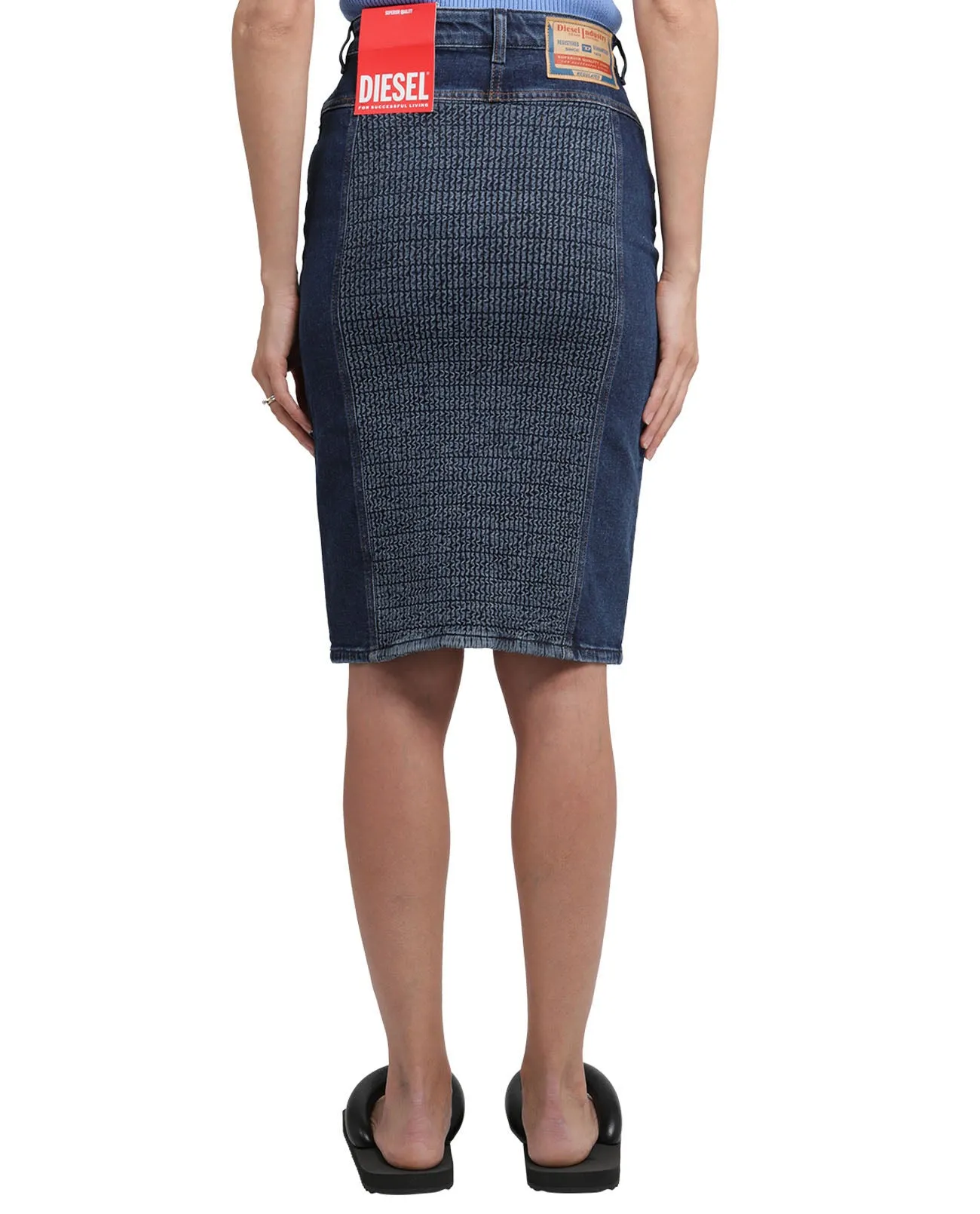 Diesel De-Ronny Smocked Denim Pencil Skirt