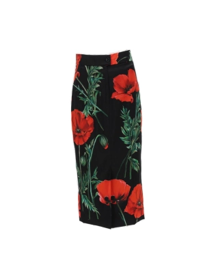 Dolce & Gabbana Poppy-Print Pencil Skirt