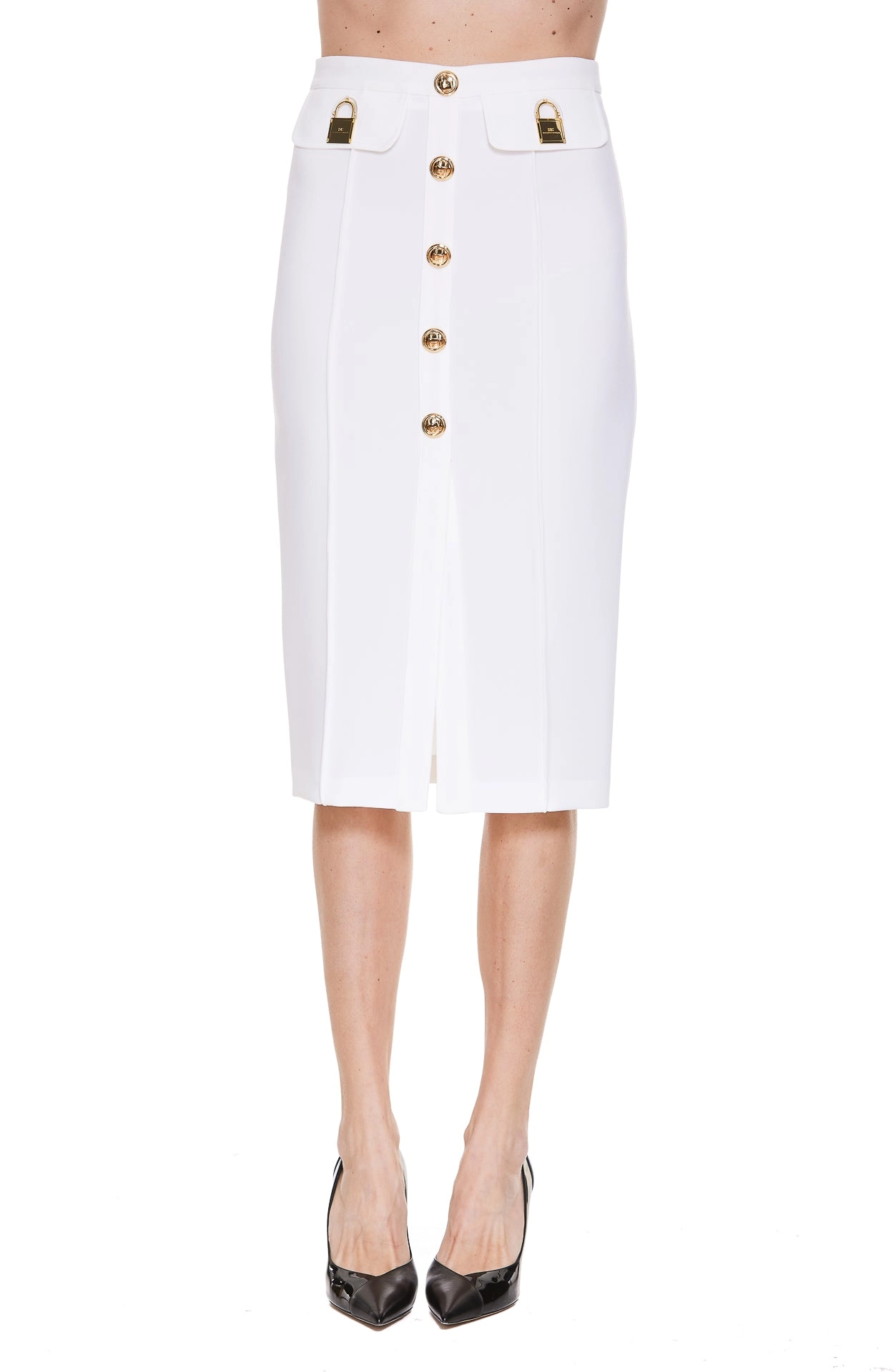 Elisabetta Franchi Front Slit Midi Pencil Skirt