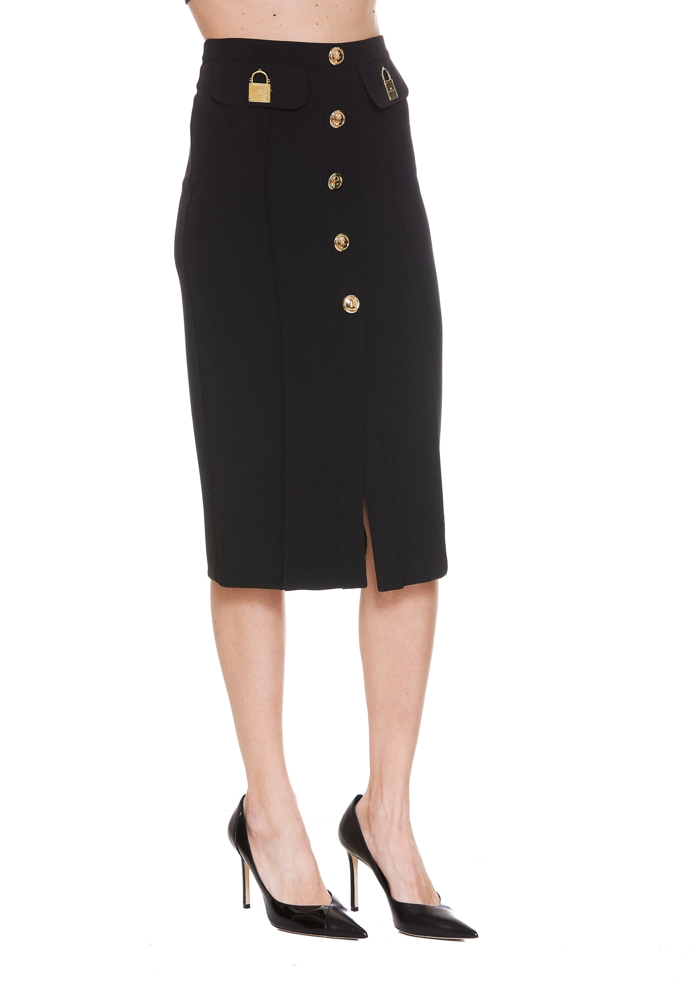 Elisabetta Franchi Front Slit Midi Pencil Skirt