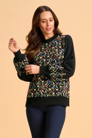 Embellished Cotton Sweater - Black