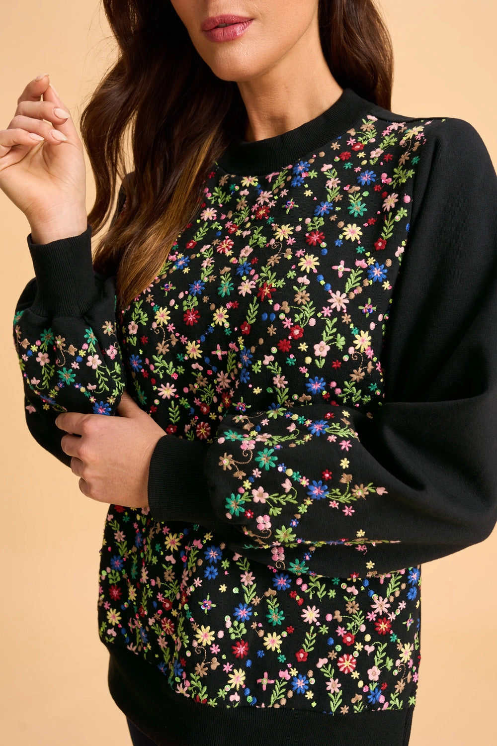 Embellished Cotton Sweater - Black