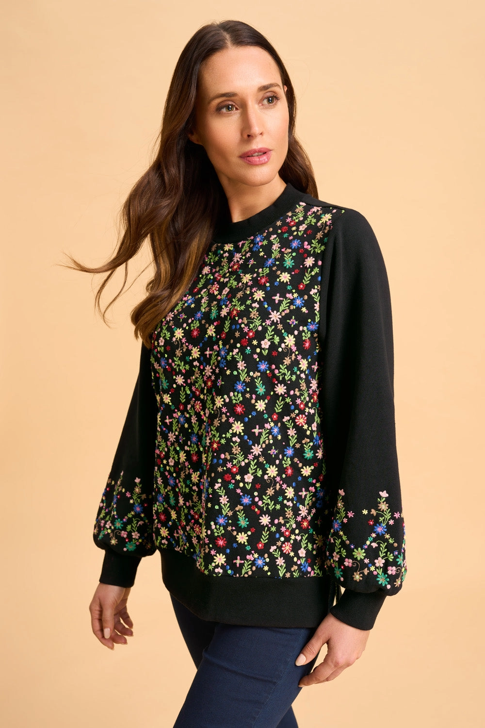 Embellished Cotton Sweater - Black