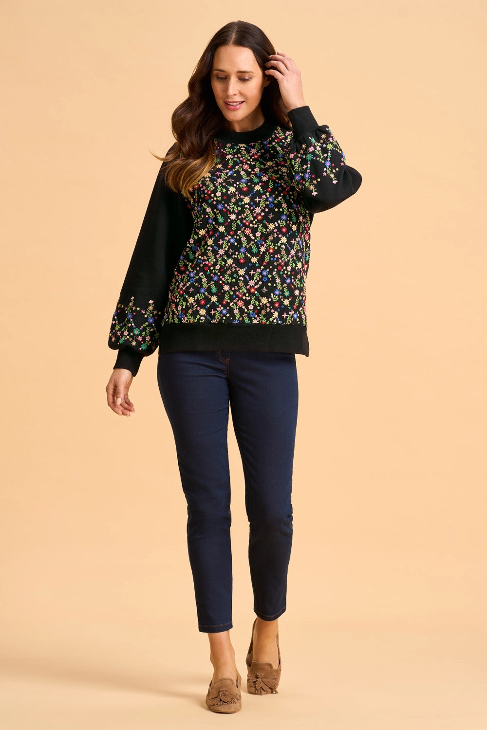 Embellished Cotton Sweater - Black