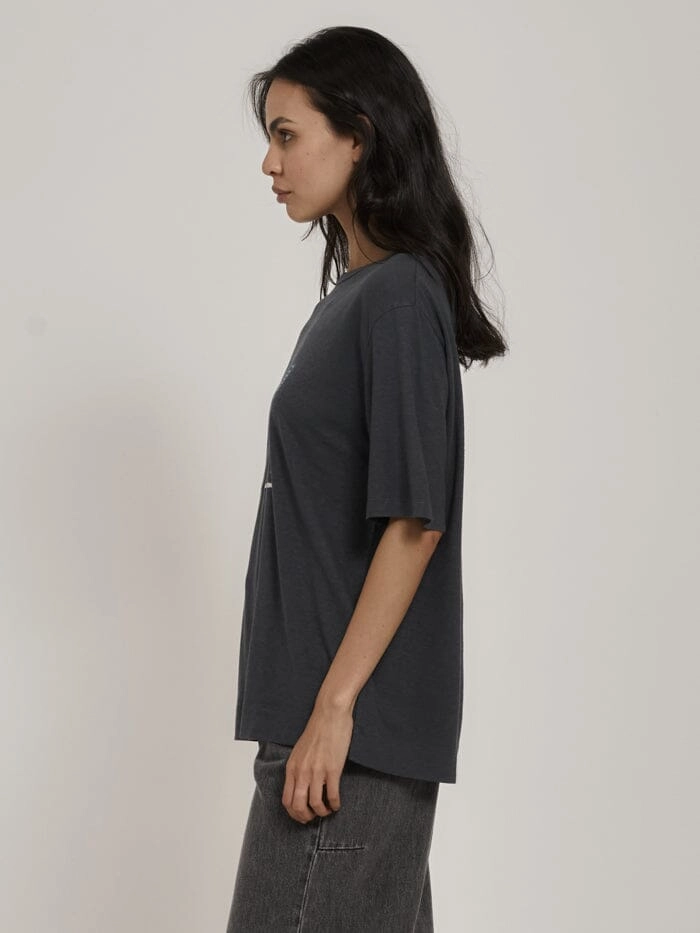 Euphoric Co-existence Hemp Box Fit Tee - Petrol