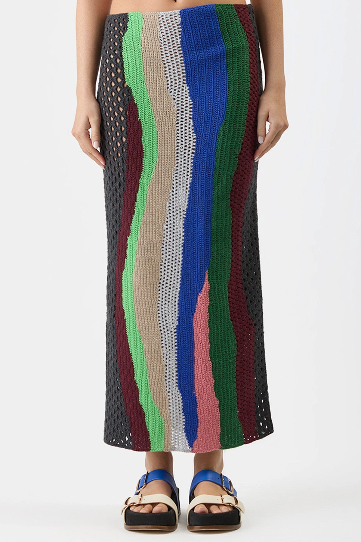 Fatima Crochet Maxi Skirt in Multi Cashmere