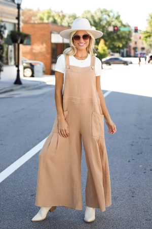FINAL SALE - Notable Charisma Taupe Linen Overalls