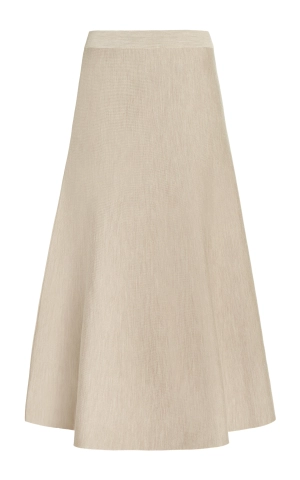 Freddie Knit Midi Skirt in Oatmeal Merino Wool Cashmere