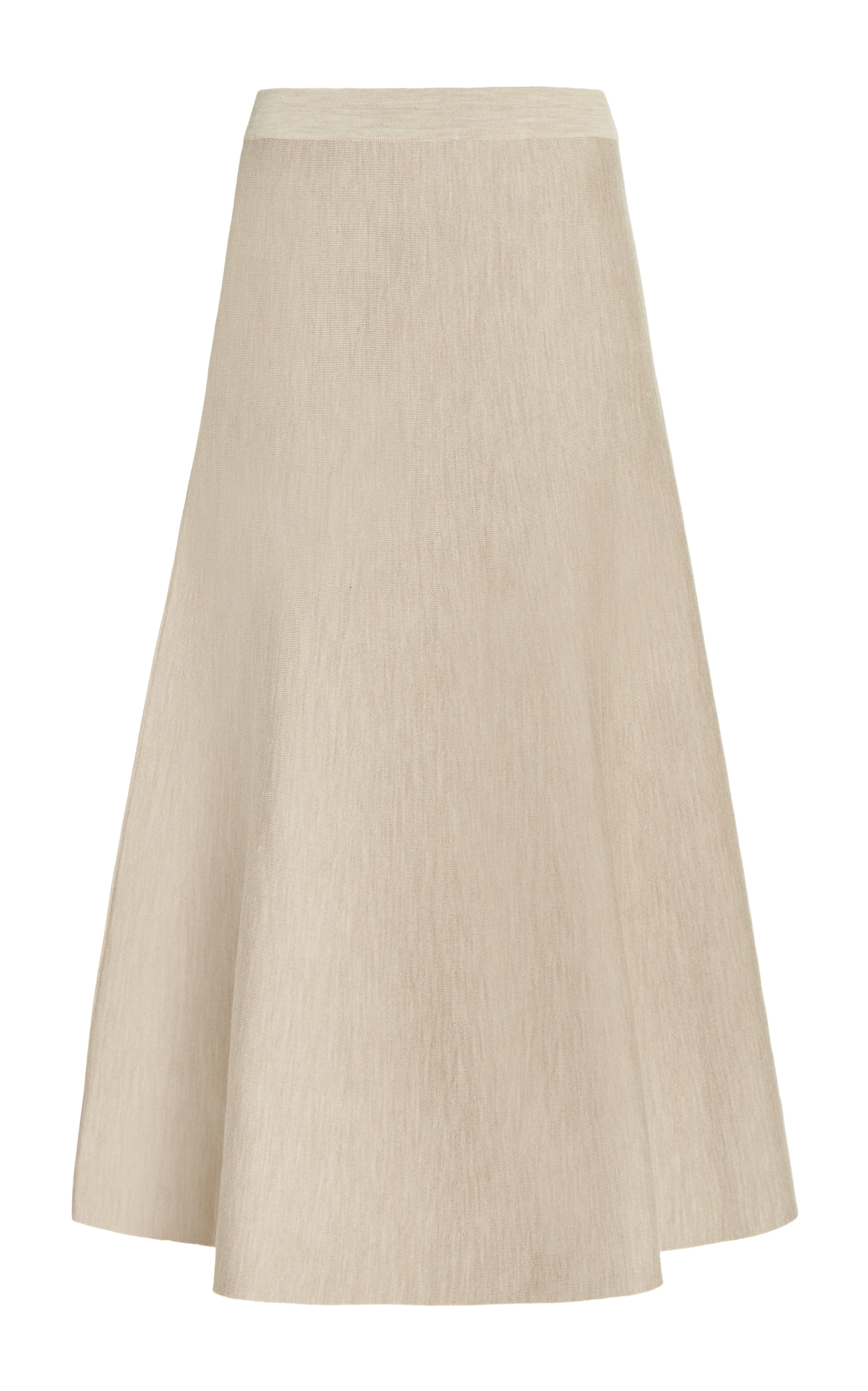 Freddie Knit Midi Skirt in Oatmeal Merino Wool Cashmere