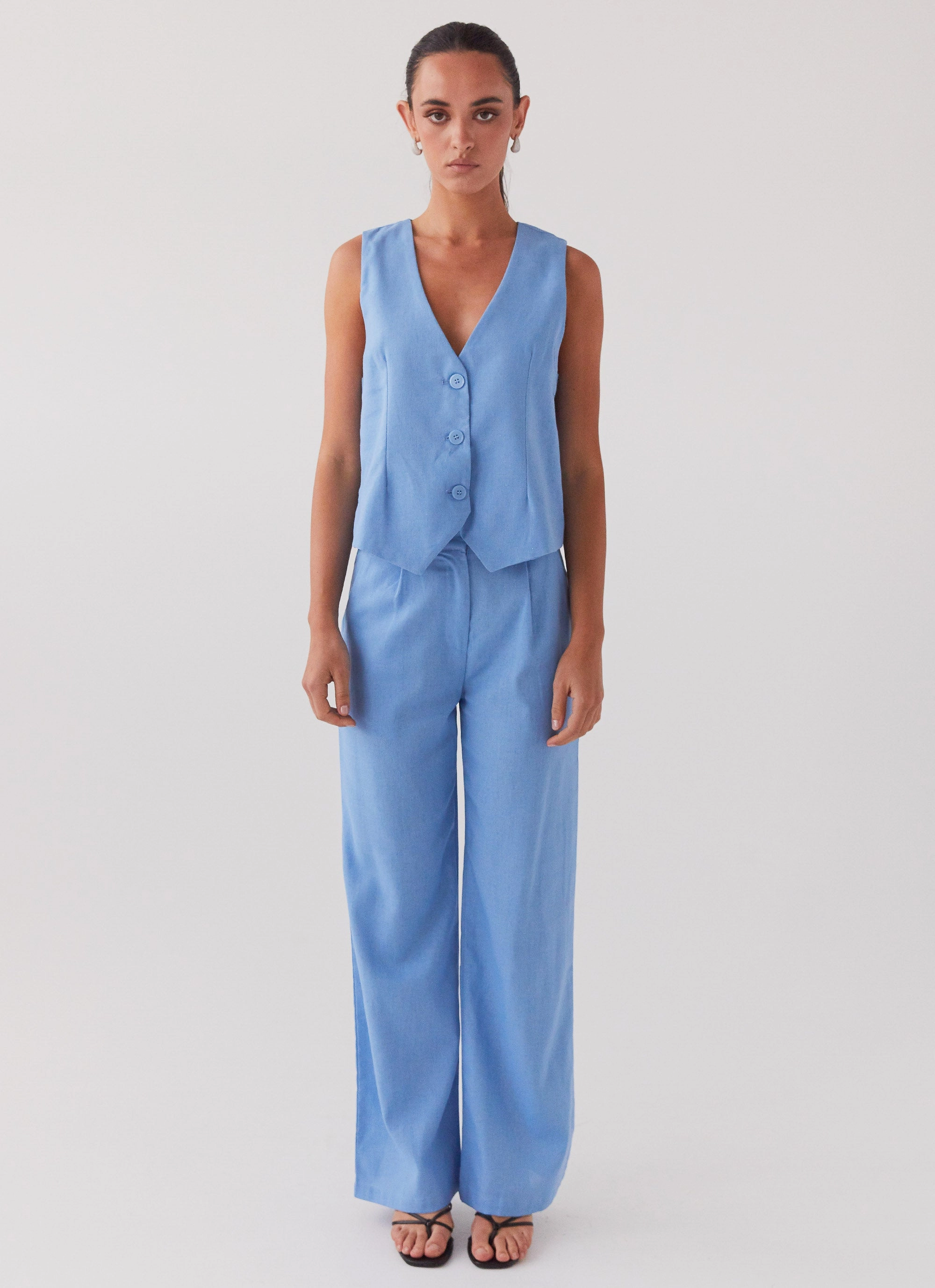 Garden Girls Linen Pants - Sea Breeze