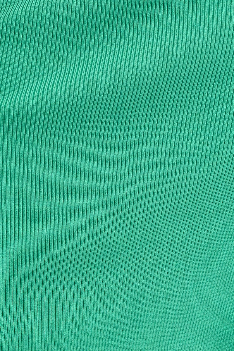 Green Knit Skirt Midi Side Split