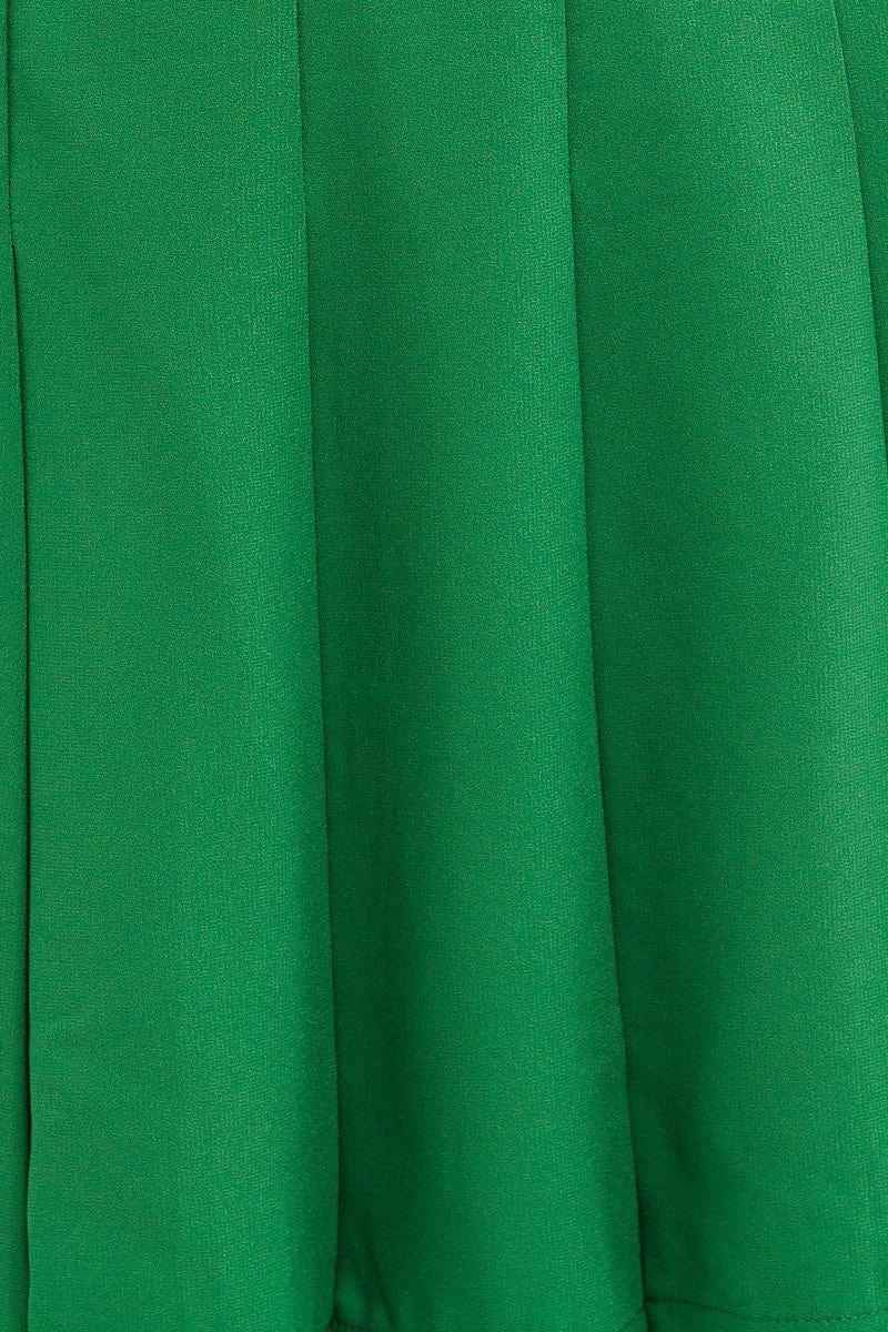 Green Mini Skirt Skater Pleated Tennis