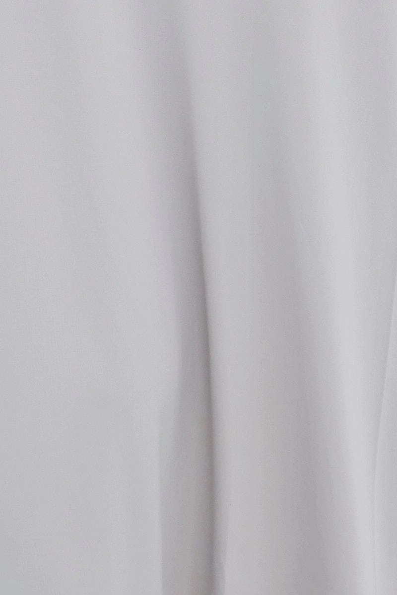 Grey Maxi Skirt Mid Rise Split Nylon