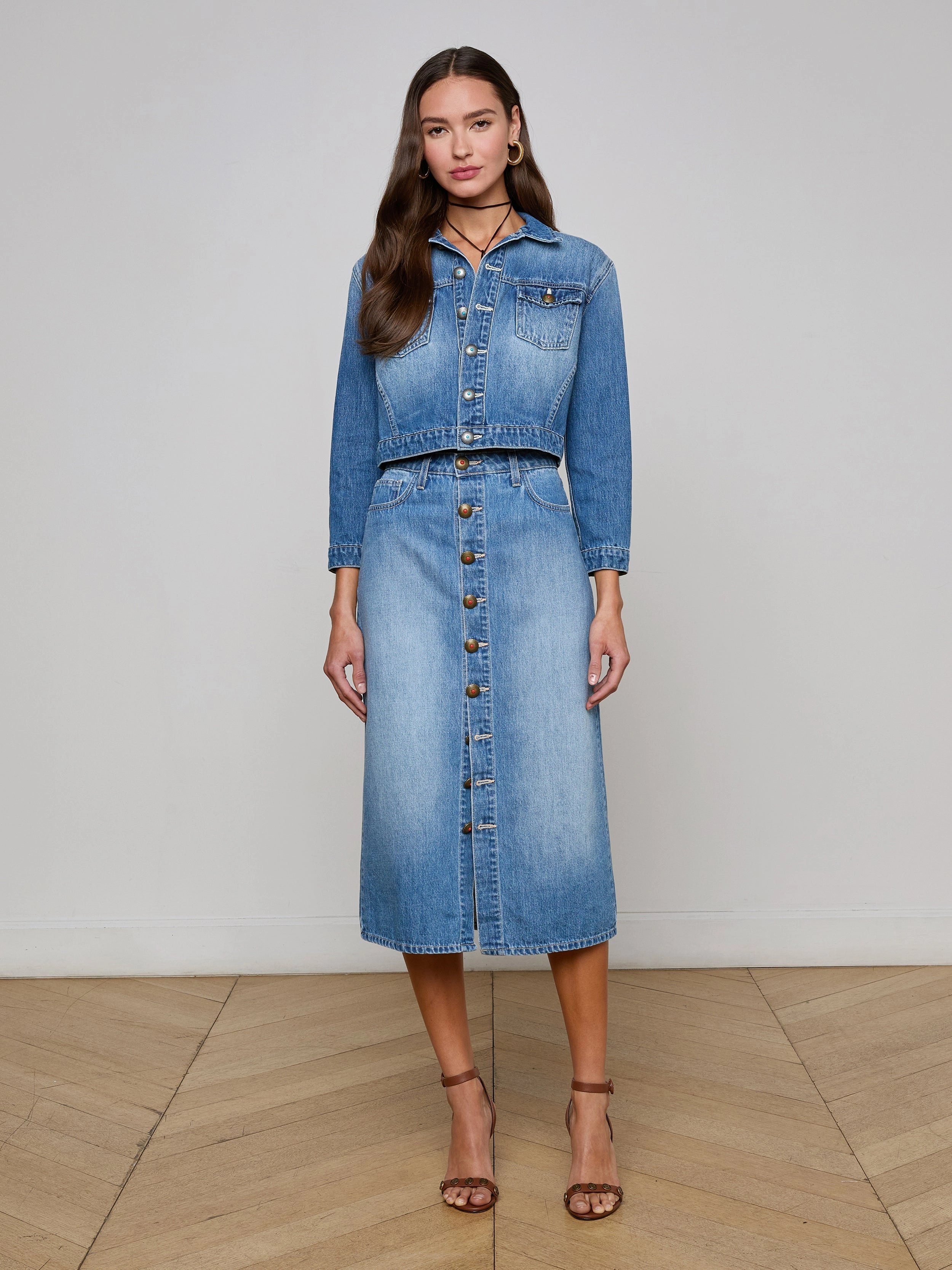 Kathleen Denim Midi Skirt
