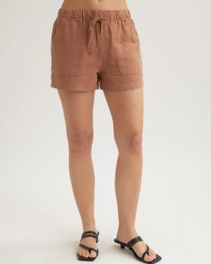 Linen Pocket Short - Terracotta Brown
