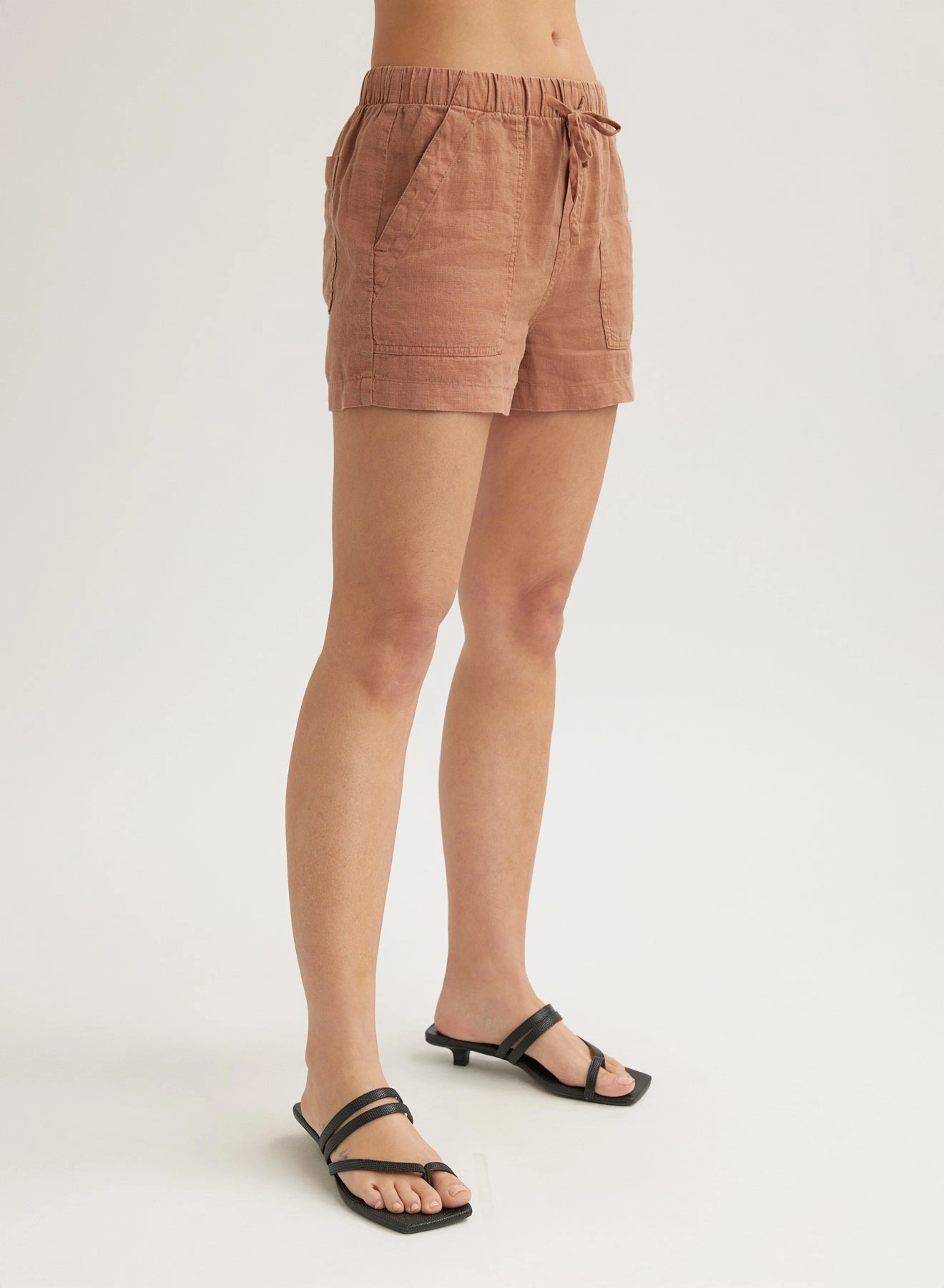 Linen Pocket Short - Terracotta Brown