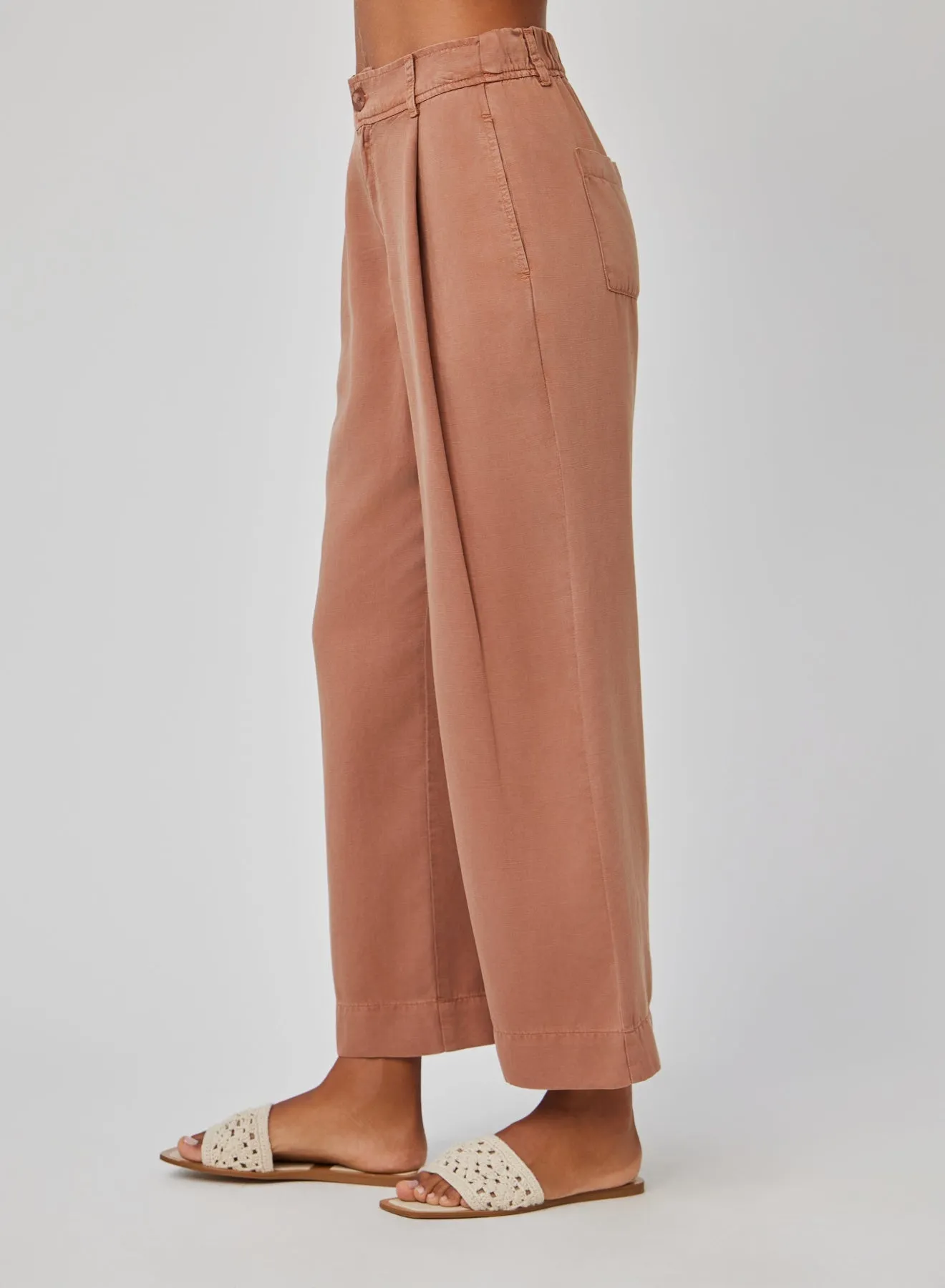Marina Pleated Pant - Sandal Brown
