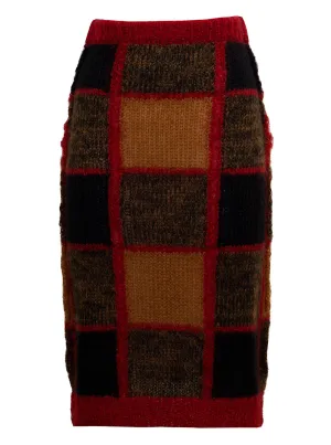 Marni Mix-Print High Waist Knitted Midi Pencil Skirt