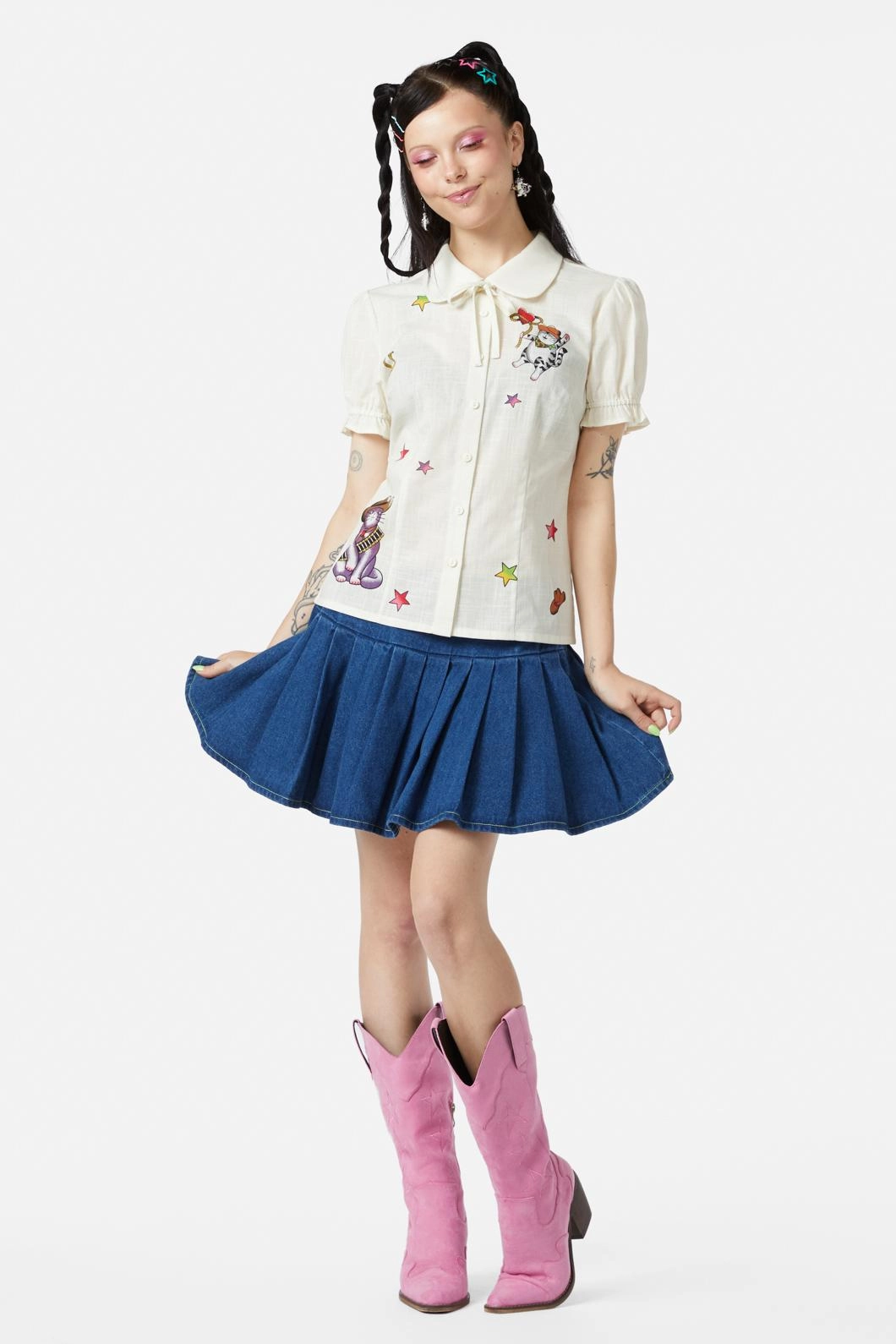 Meowdy Badge Blouse