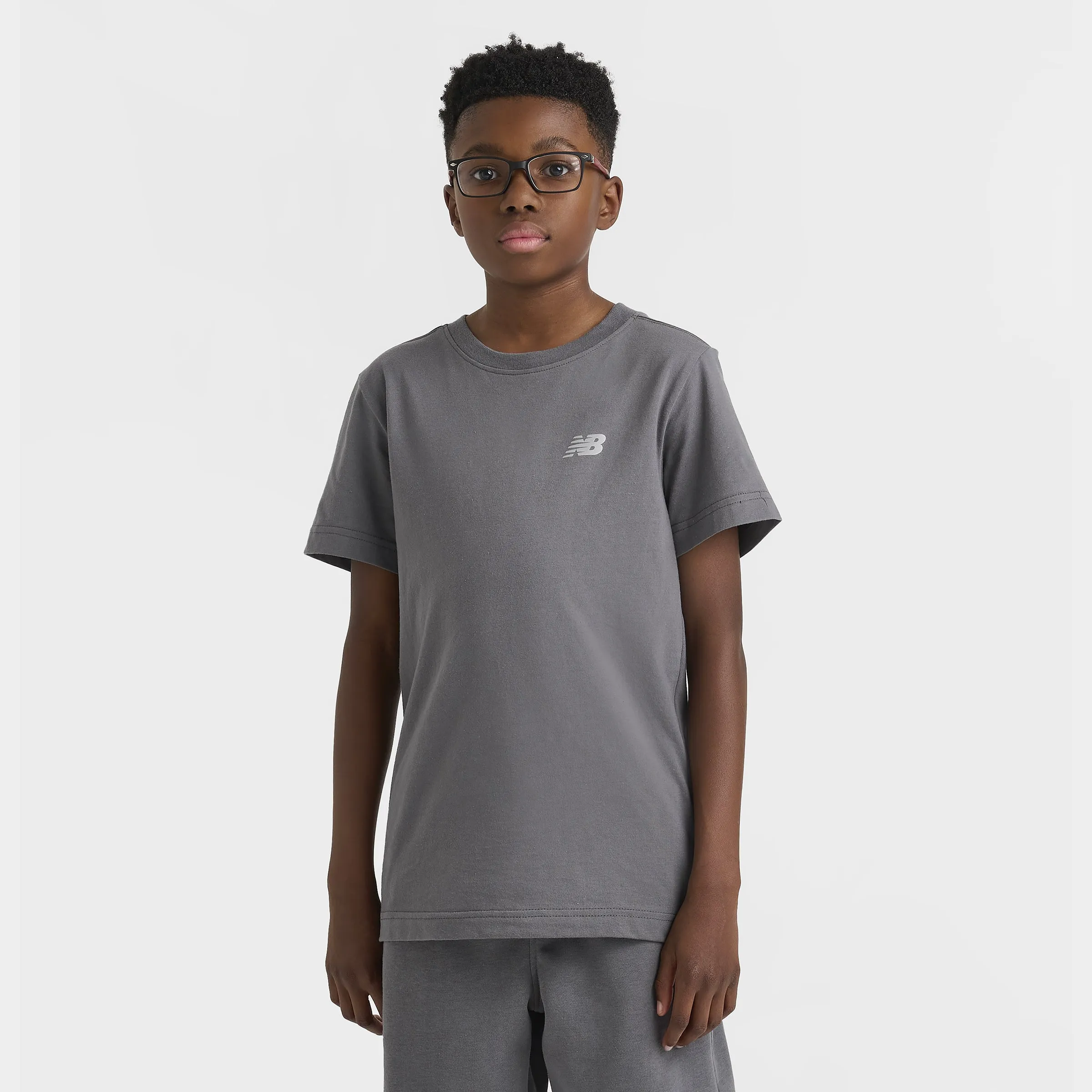 New Balance Junior Boys' Linear Logo Back Hit Tee / Castle Rock