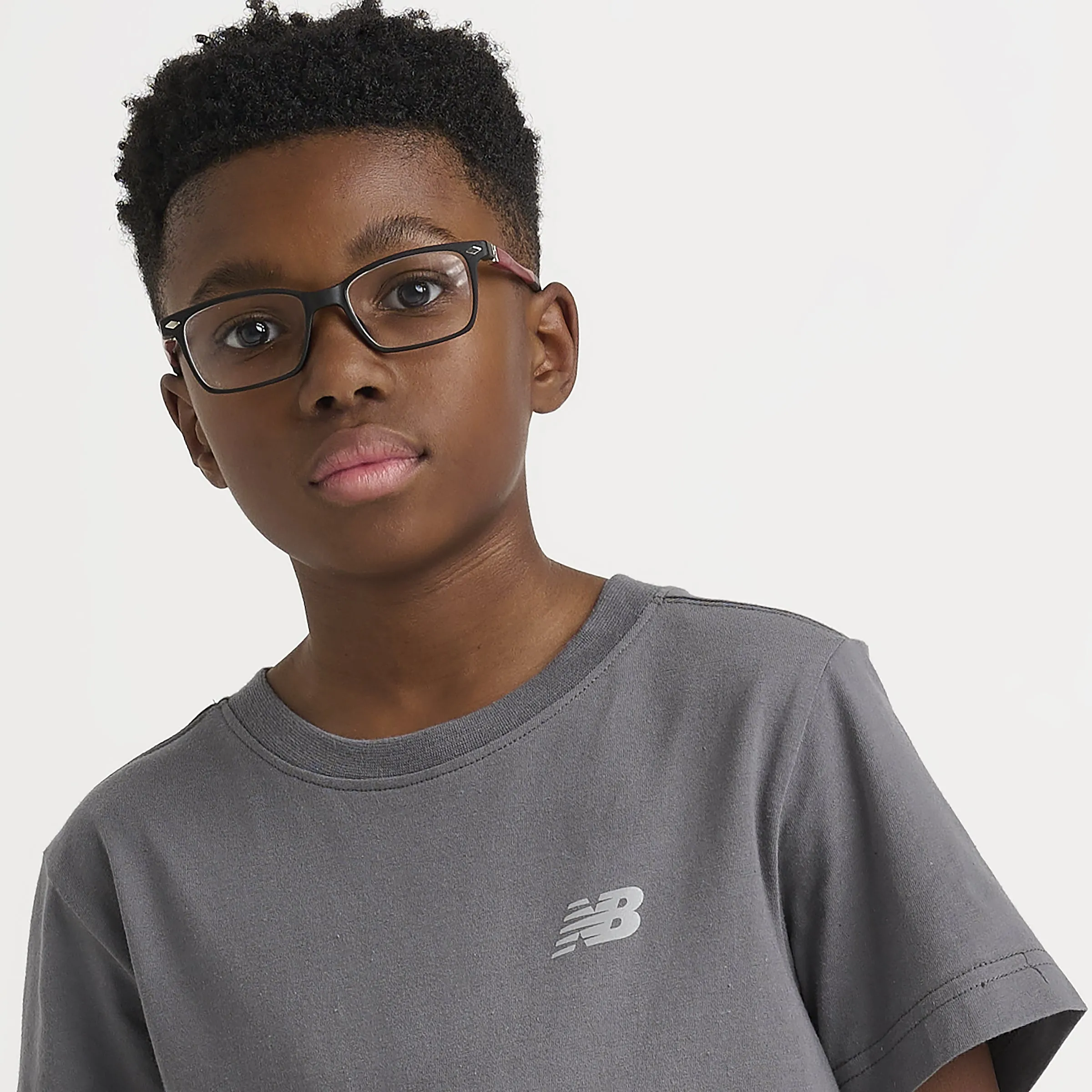 New Balance Junior Boys' Linear Logo Back Hit Tee / Castle Rock