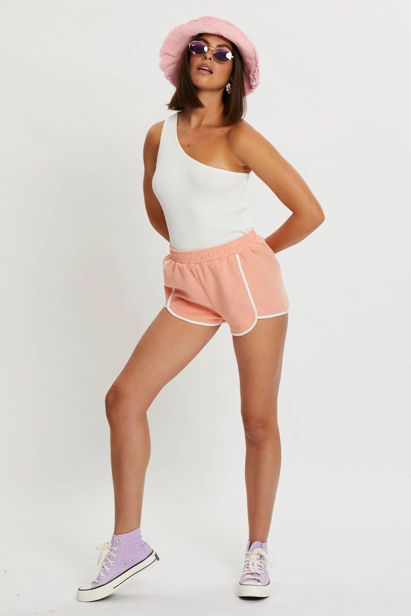Orange Scalloped Hem Track Short