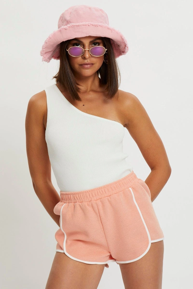 Orange Scalloped Hem Track Short