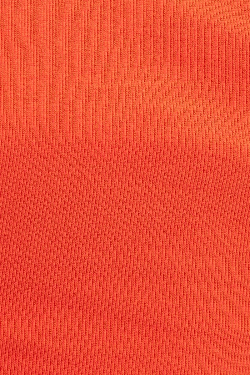 Orange Scarf Tank Crop Crew Neck Sleeveless