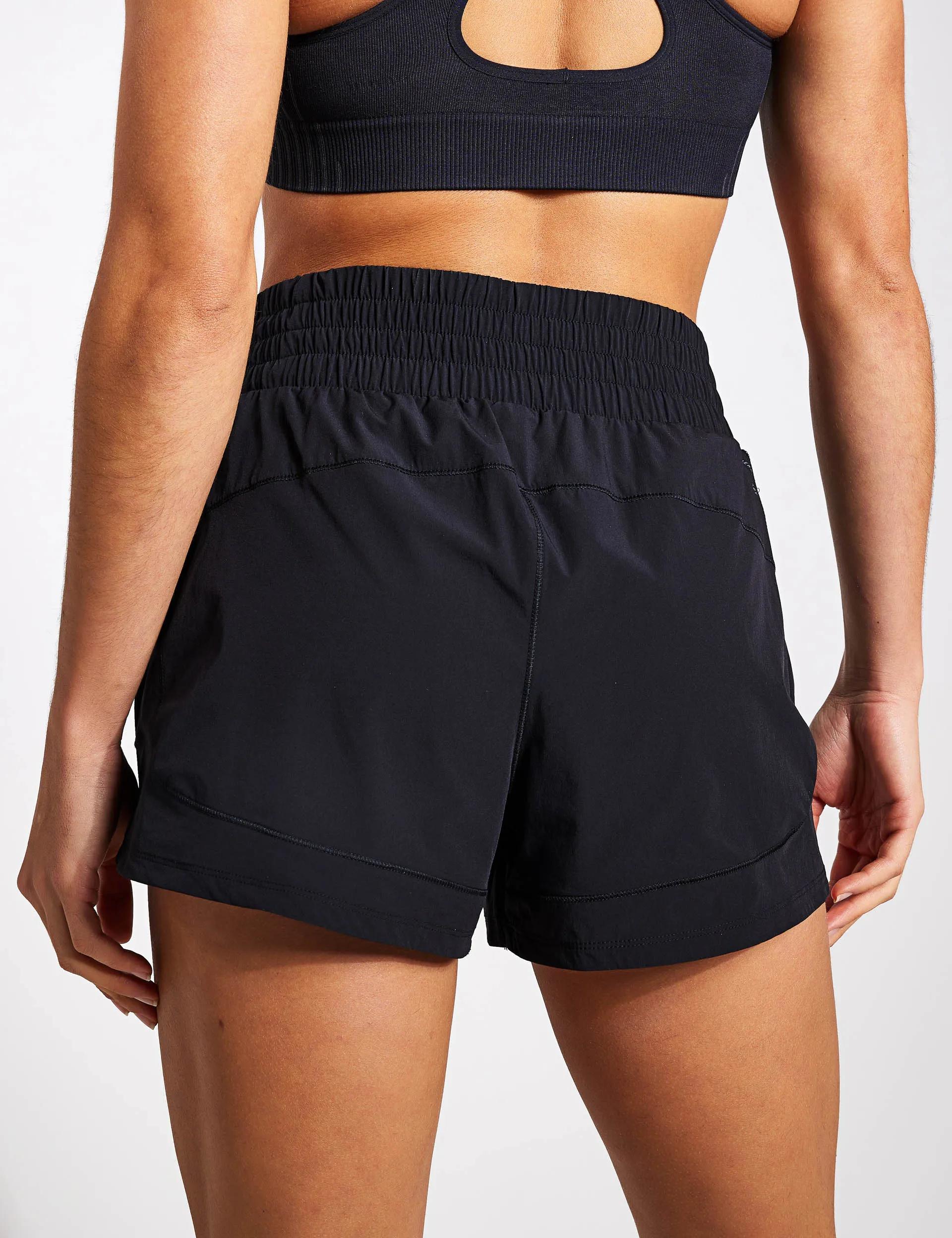 Pacer Stretch-Woven Zipper Pocket Lux Shorts - Black