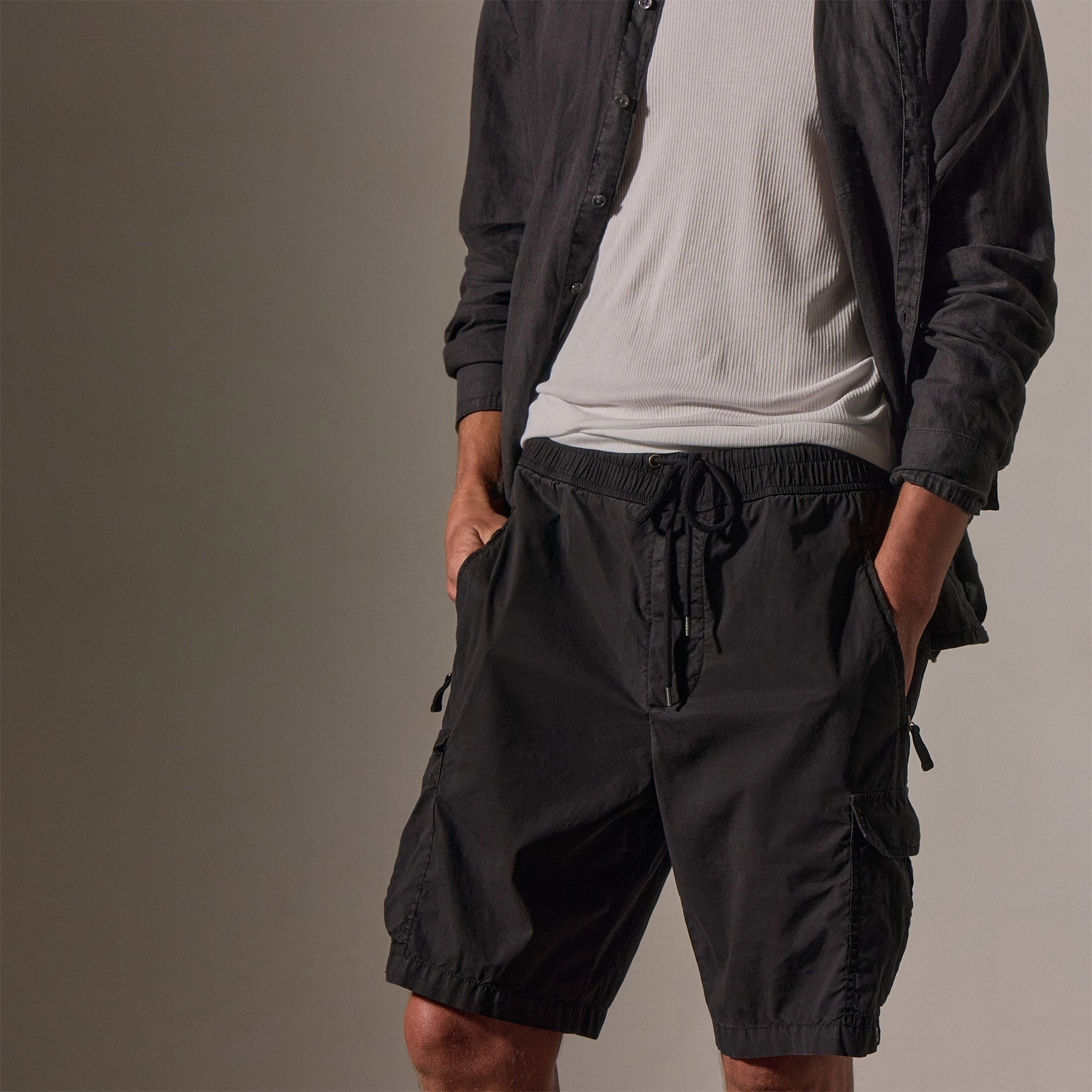 Parachute Poplin Cargo Short - Black