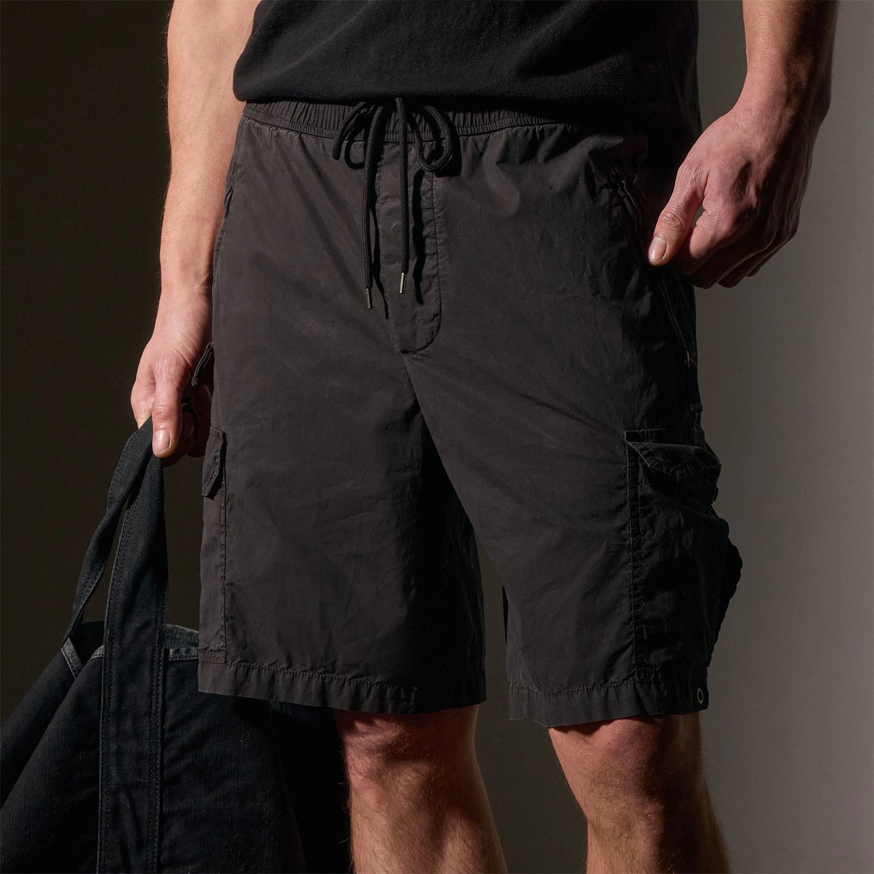 Parachute Poplin Cargo Short - Black