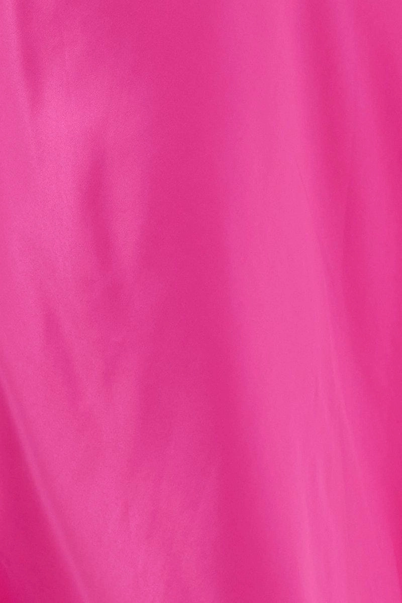Pink Maxi Skirt Low Rise Elastic Waist Satin