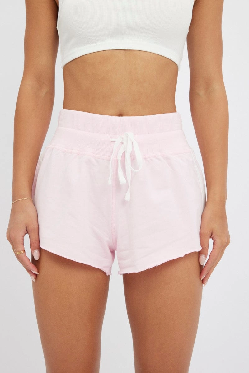Pink Track Shorts Low Rise