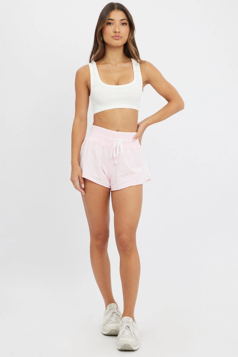 Pink Track Shorts Low Rise