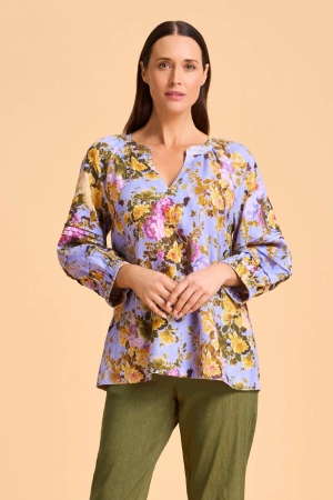 Pleat Sleeve Linen Blouse - Chantilly Rose