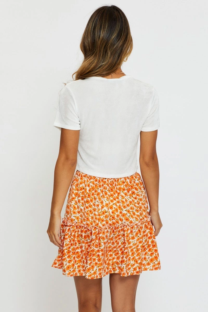 Print Mini Skater Skirt