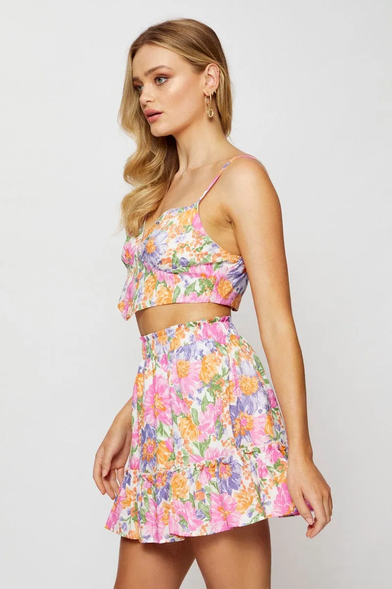 Print Skater Mini Skirt