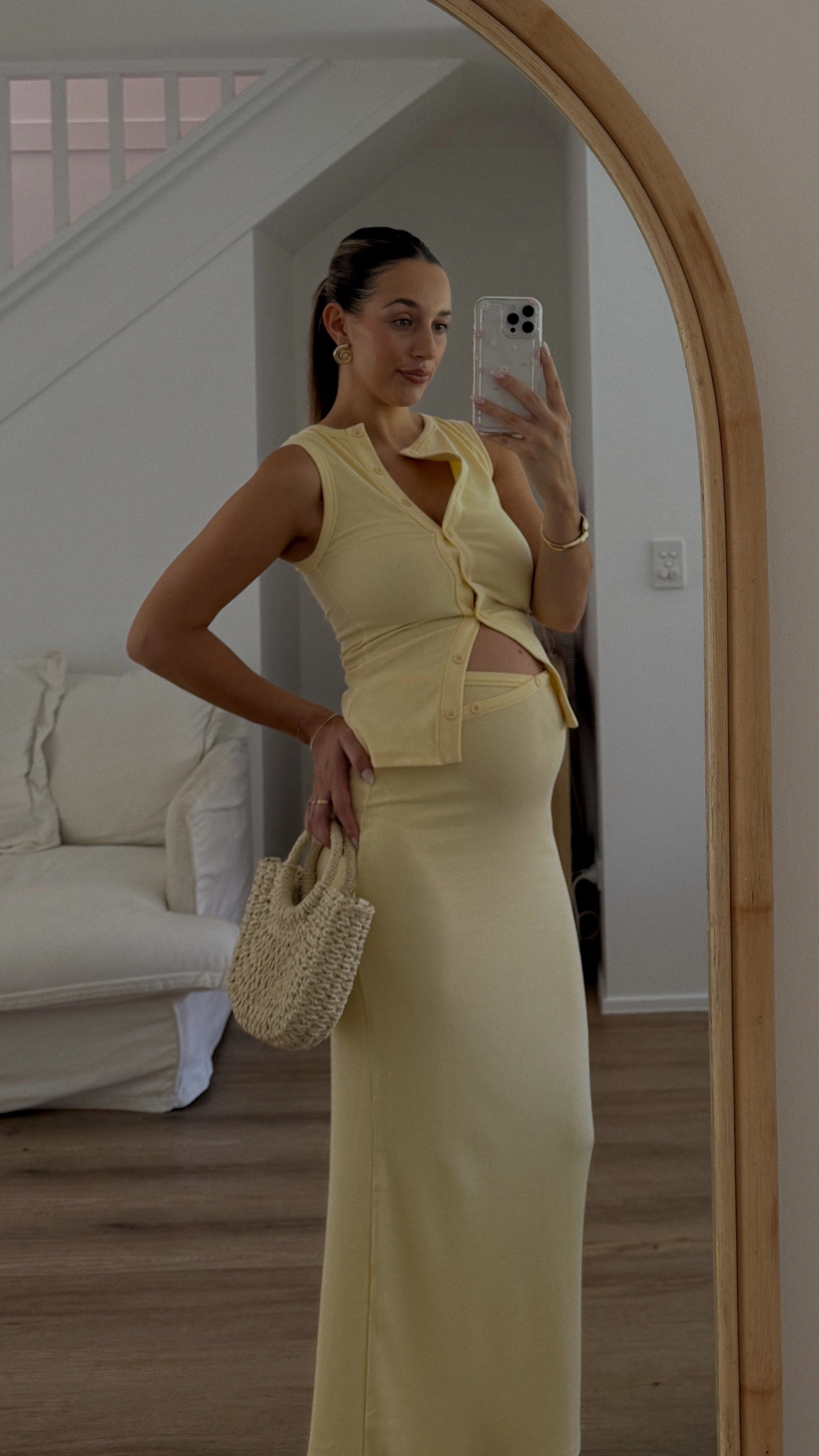 Rahela Button Top and Maxi Skirt Set - Yellow