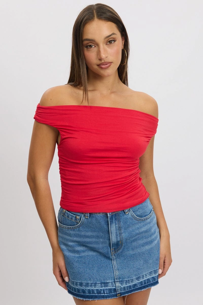 Red Off Shoulder Top