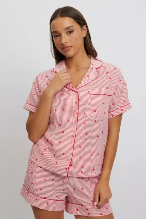 Red Stripe Pyjamas Set Short Sleeve