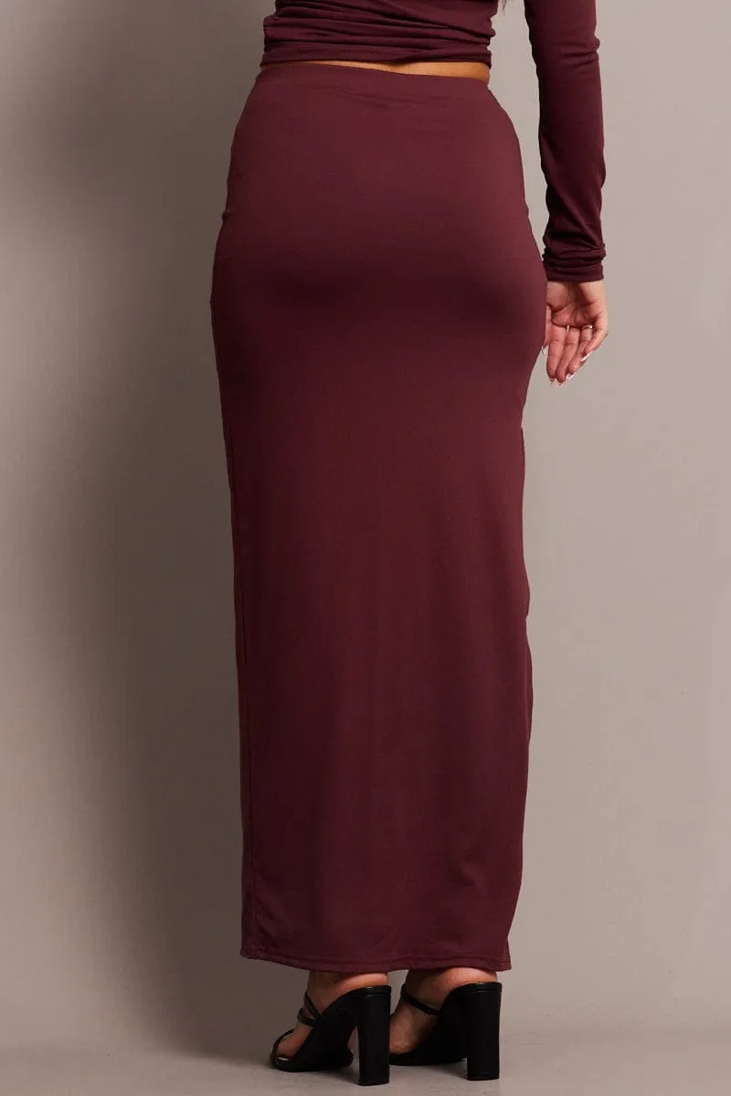 Red Supersoft Maxi Skirt Side Split