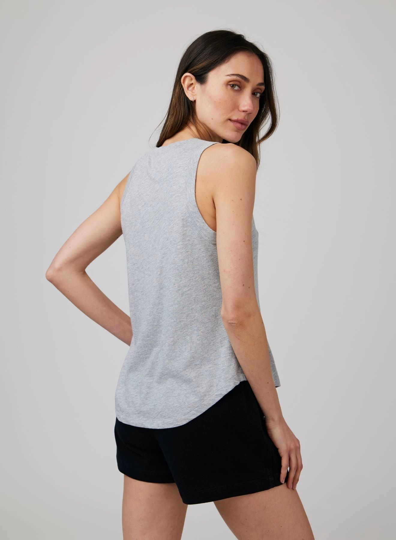 Scoop Neck Tank Top - Heather Ash