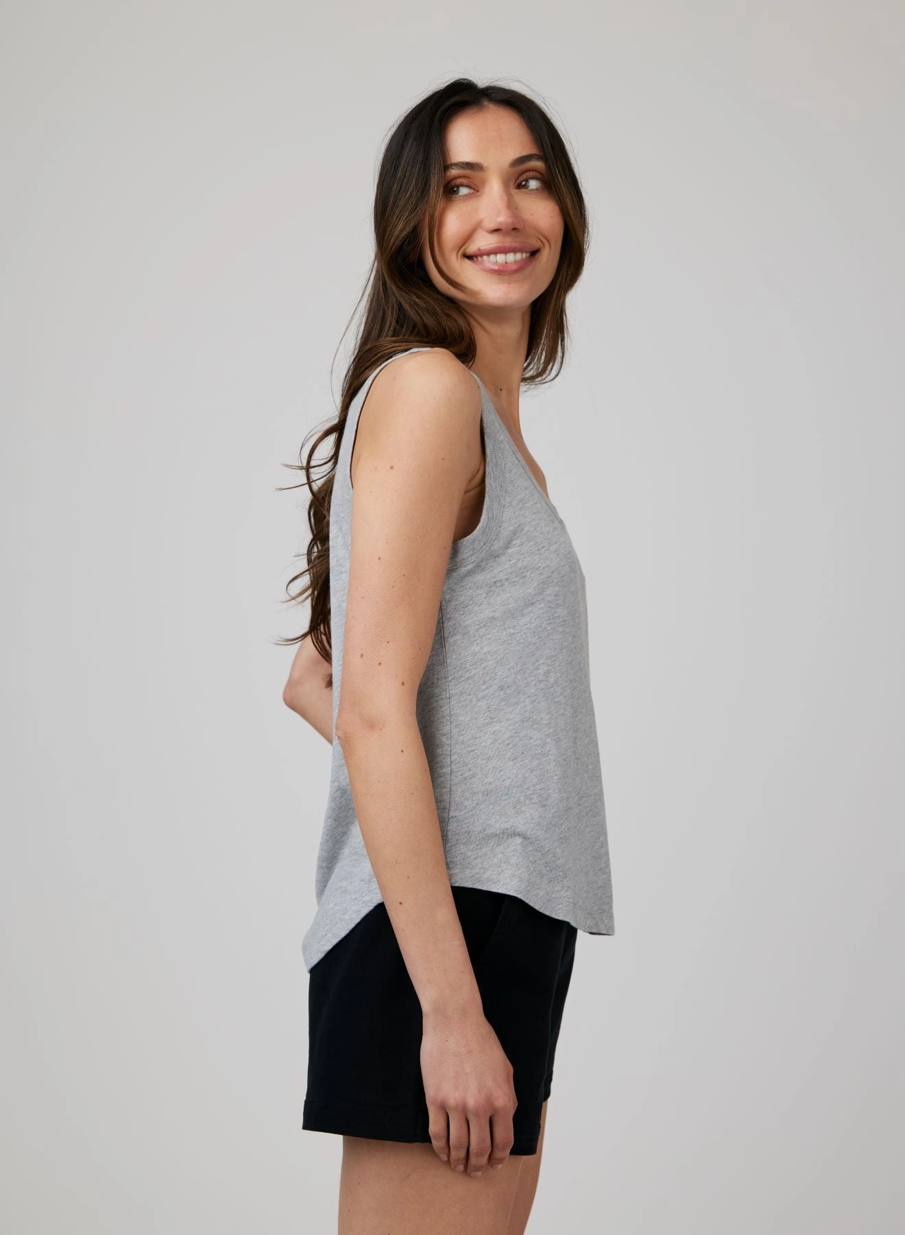 Scoop Neck Tank Top - Heather Ash
