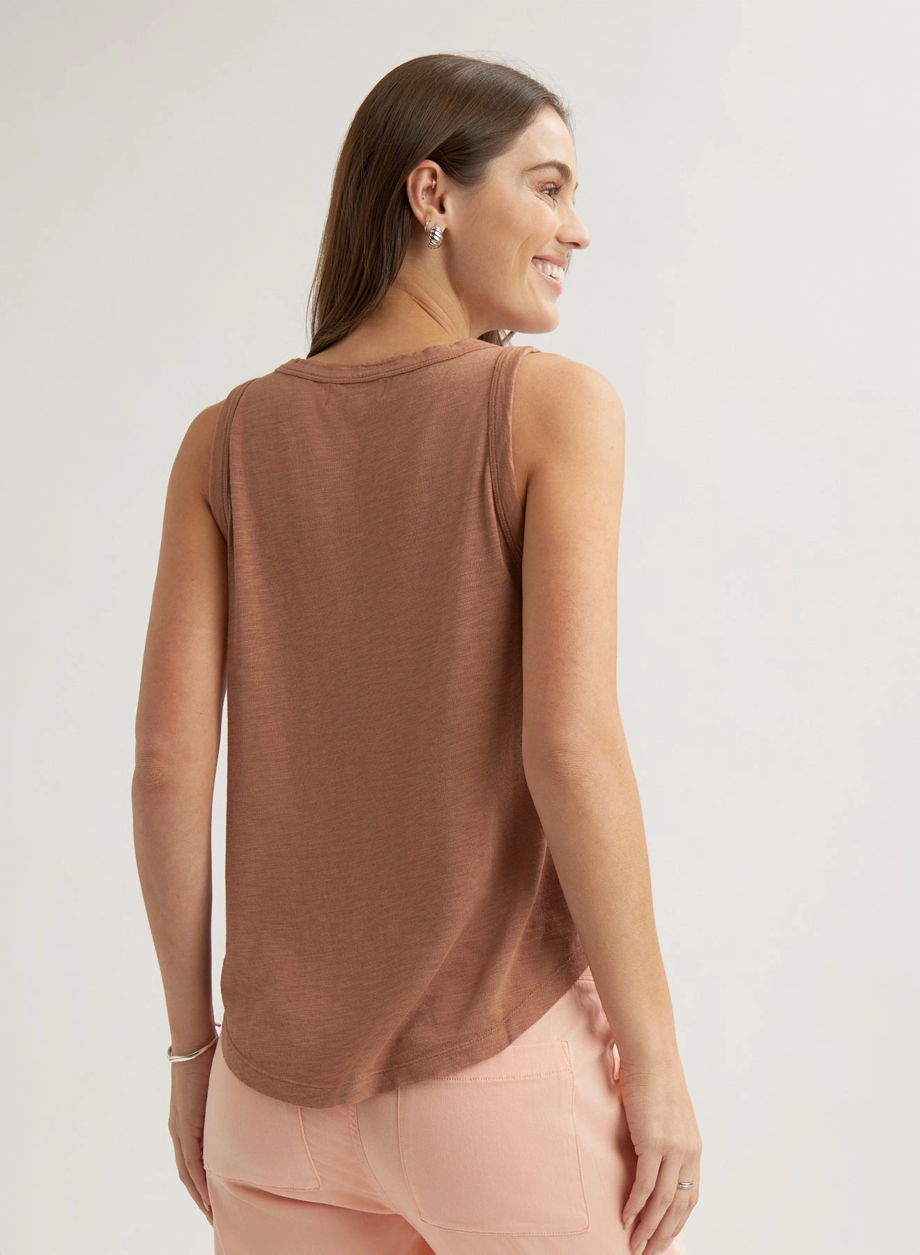 Scoop Neck Tank Top - Terracotta Brown